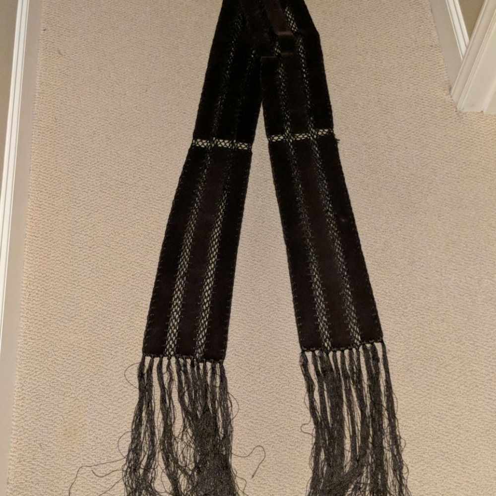 Boho fringed wide brown sash